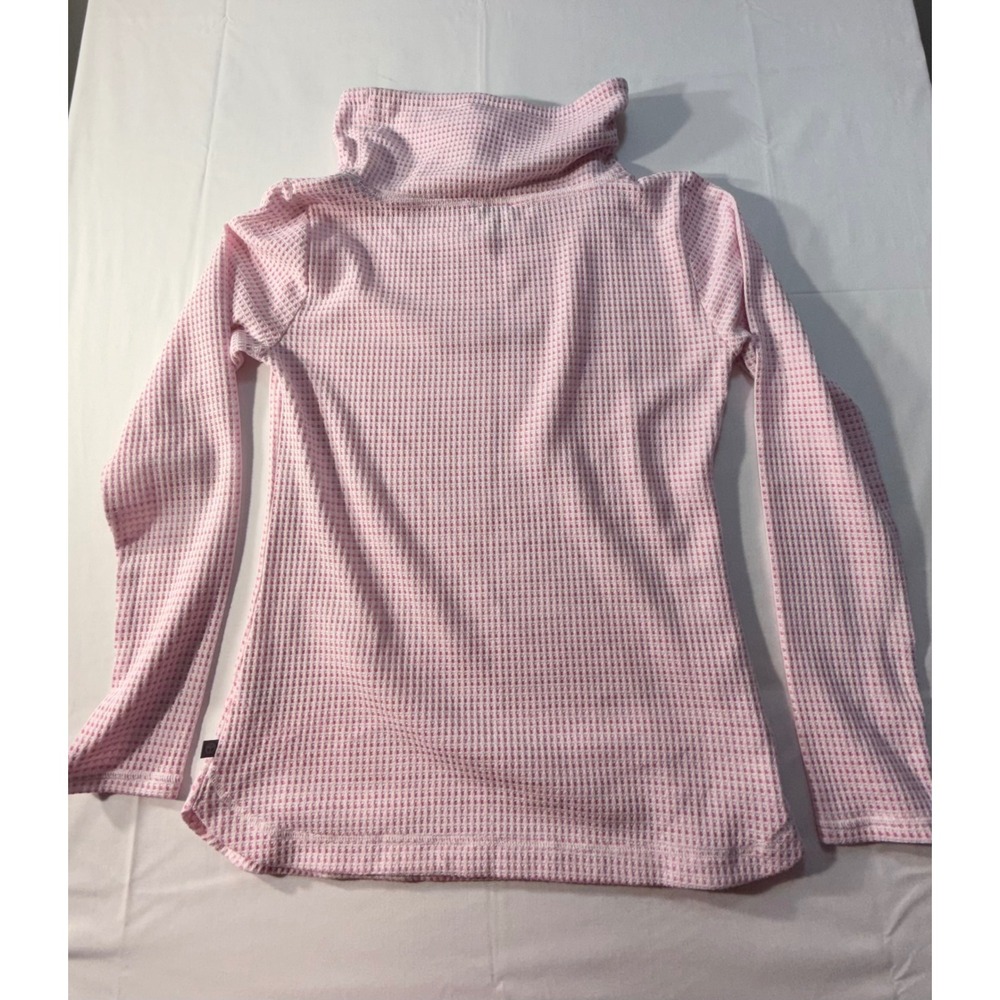 T by Talbots Pink White Waffle Knit Cowl Neck Long Sleeve Top Small